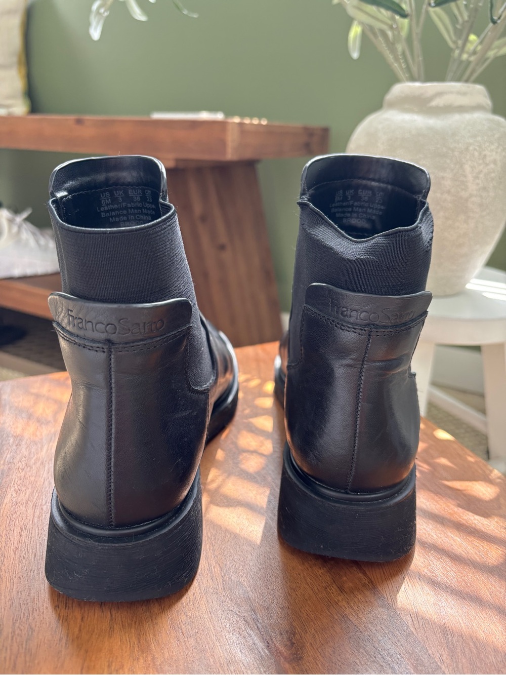 Franco Sarto Black Leather Ankle Boots - Picture 6 of 10